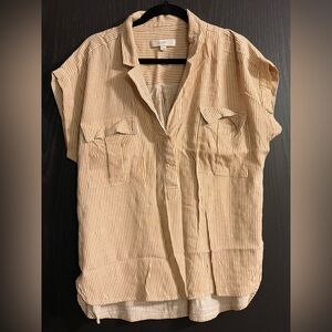 LOFT Striped Tunic in White and Tan